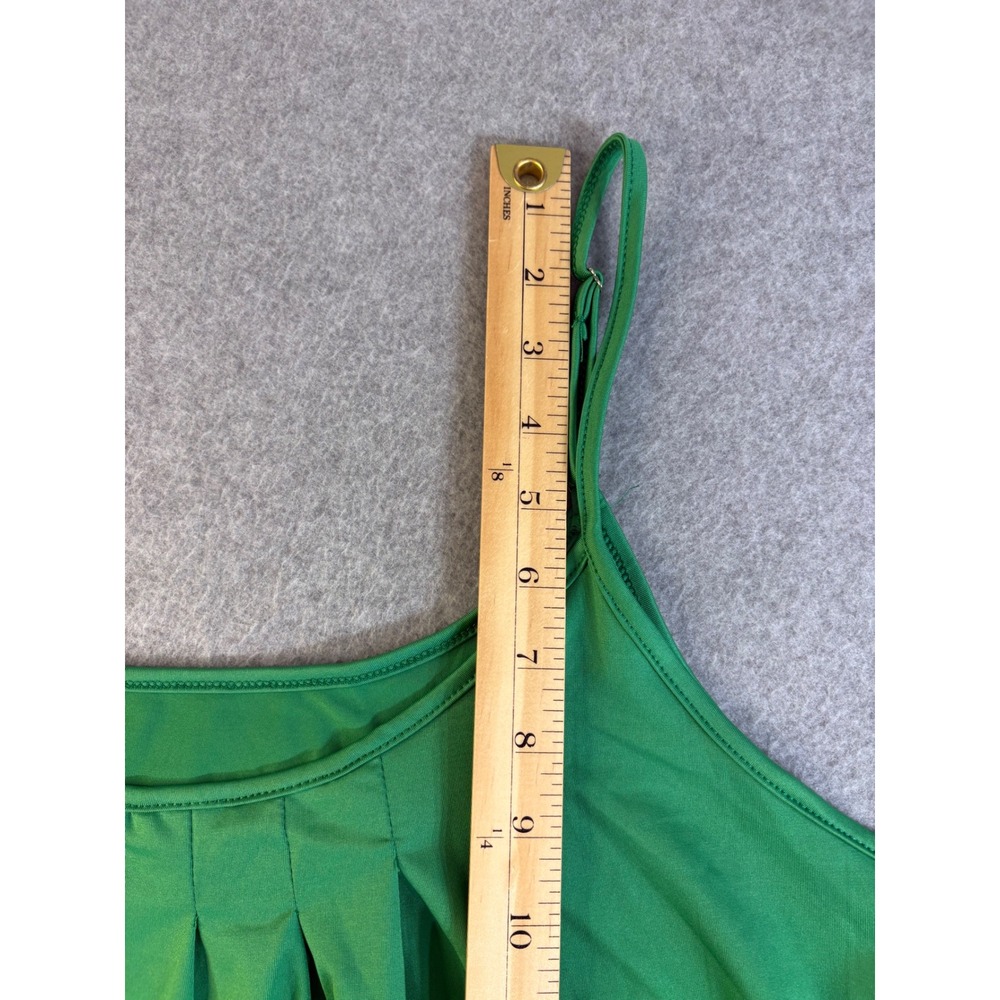 Camisole Pleated Top Green Adjustable Straps Size 7XL Stretch Solid - Picture 2 of 9